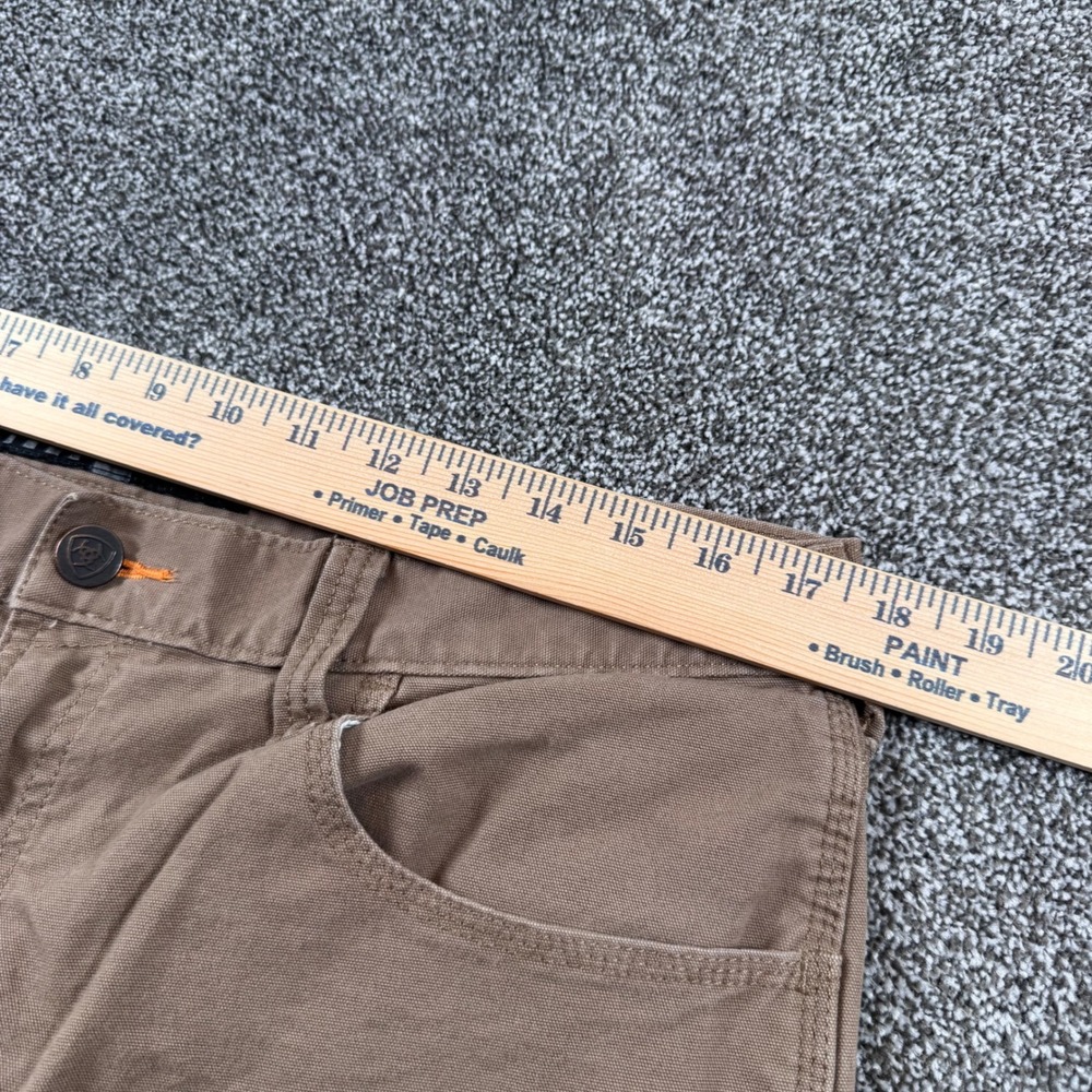 Ariat Rebar M4 Relaxed Men's 35x10 Brown Canvas Work Shorts Utility Pocket - Picture 4 of 7
